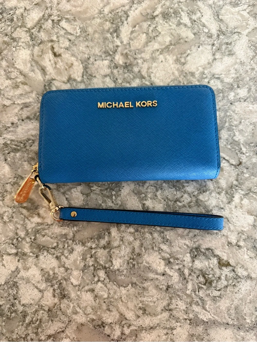 Michael Kors Jet Set Women's Wallet Blue Saffiano